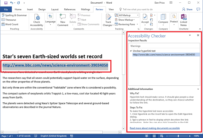 I 5 migliori strumenti di accessibilità nel correttore di accessibilità di Microsoft Office 670x457