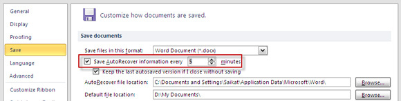 recuperare il documento word