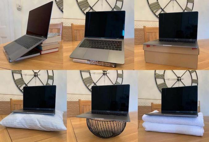 Laptop su diversi supporti per laptop