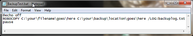 Test di backup batch di Windows