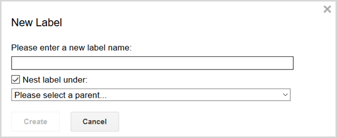 le impostazioni di Gmail creano un'etichetta