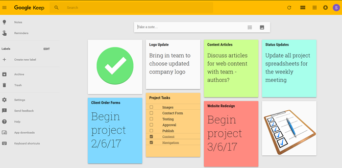 Come utilizzare Google Keep per una semplice gestione dei progetti Web GoogleKeepMainPage