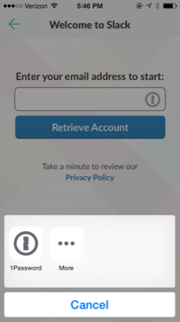 Estensione Slack 1Password