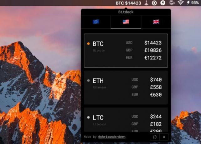 App della barra dei menu di bitdock-Mac