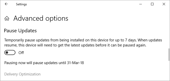Windows 10 mette in pausa gli aggiornamenti per un massimo di 7 giorni