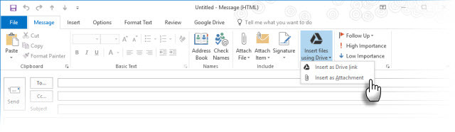 Plug-in di Google Drive con Microsoft Outlook