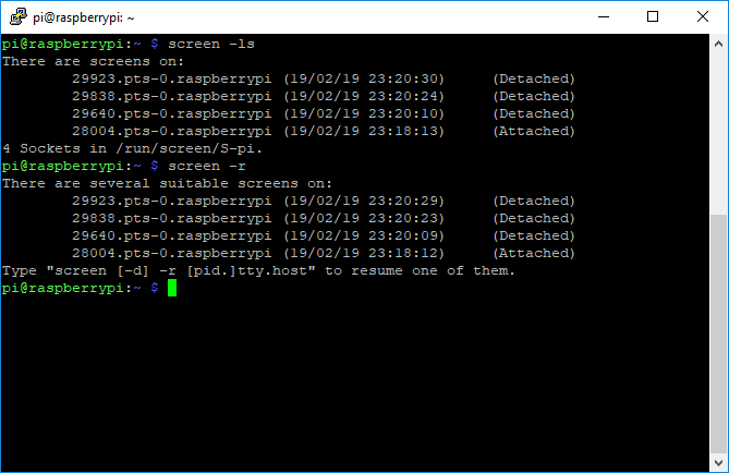 Elenco di riconnessione dello schermo del terminale dello schermo GNU