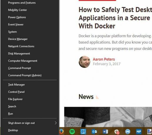 Come spostarsi nella barra delle applicazioni di Windows 10 con le scorciatoie da tastiera Menu Utente avanzato Windows 10