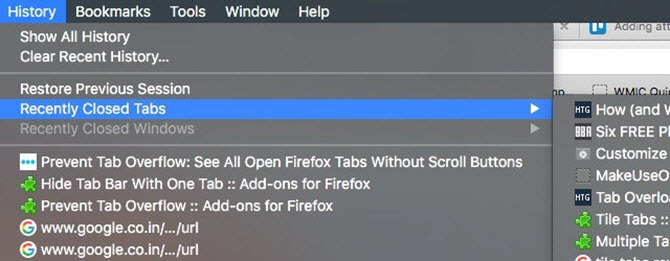 Firefox ha recentemente chiuso le schede