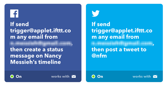 Questa e-mail contiene messaggi sia su Twitter che su Facebook contemporaneamente IFTTT1 670x345