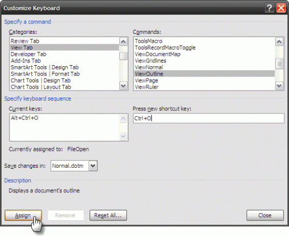 Imposta tasti di scelta rapida personalizzati in MS Word e crea un foglietto Personalizza tastiera2