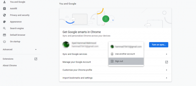 Esci dal profilo Chrome