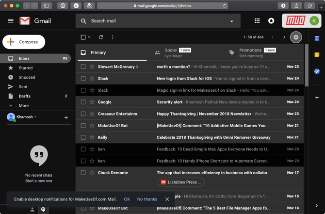 Modalità Dark di Gmail