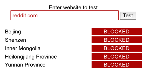 siti Web bloccati in Cina