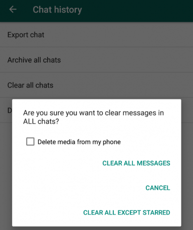 whatsapp cancella le chat