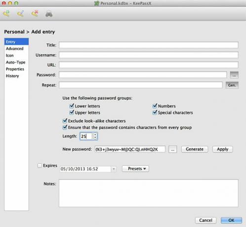 KeePassX e MiniKeePass: una soluzione password iOS e Mac OS X gratuita e sicura kp new entry