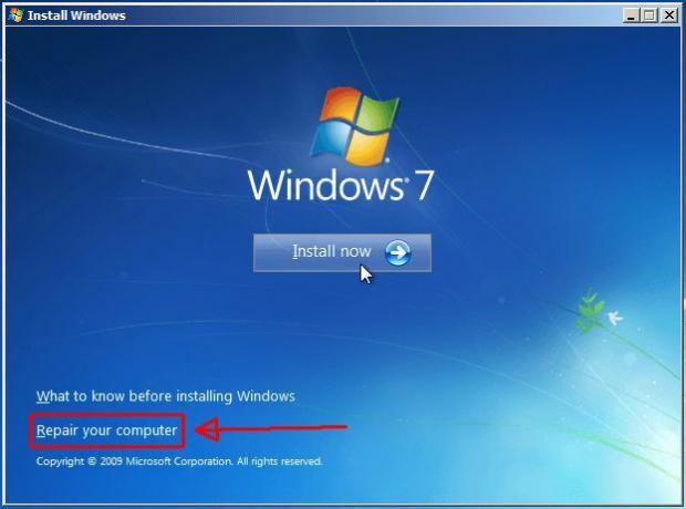 Schermata di avvio di Windows 7