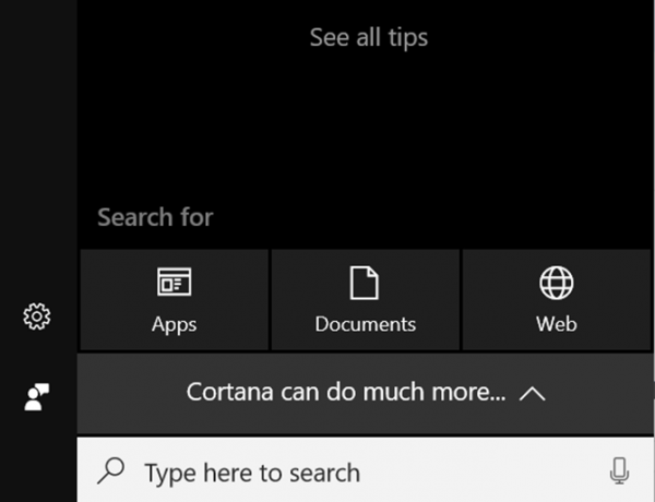 Cortana sulla schermata principale del PC