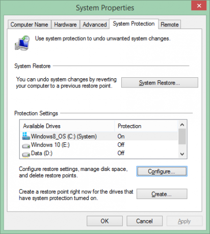 Protezione del sistema Windows 8