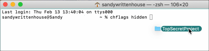 Terminale Nascondi file su Mac