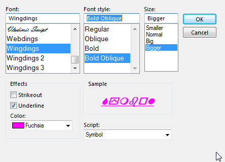 Selezione del carattere di formattazione condizionale di Outlook