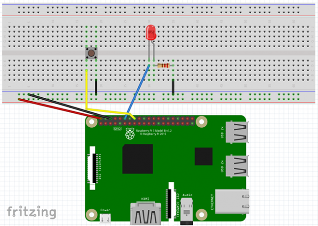 Diagramma fritzing per Tutorial pulsante Pi