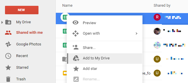 Google Drive ha condiviso con me