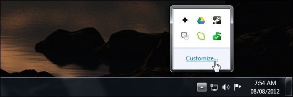 icone del vassoio di Windows 7
