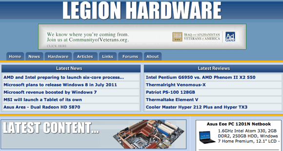 5 siti di recensioni sull'hardware del computer per l'hardware di PC Enthusiast Legion