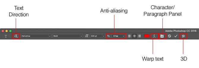 lavorare con il testo in Photoshop - opzioni di testo per Photoshop