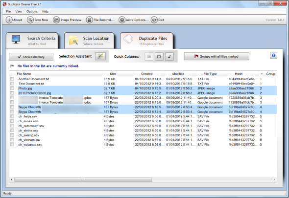 rimozione di file duplicati