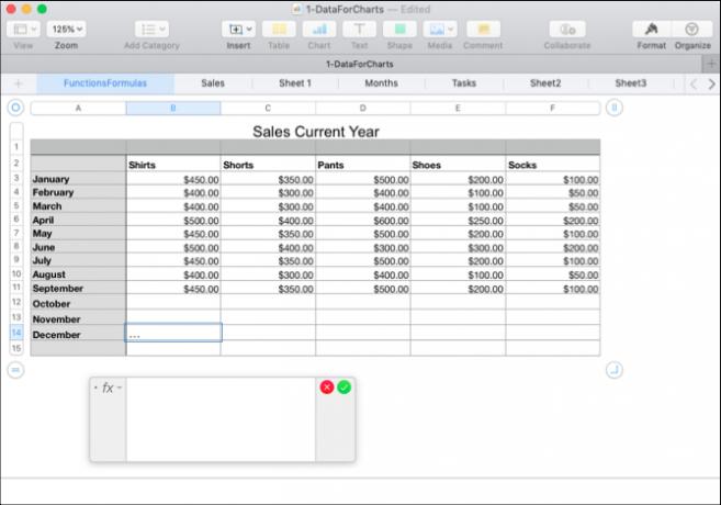 Numeri dell'editor delle formule su Mac