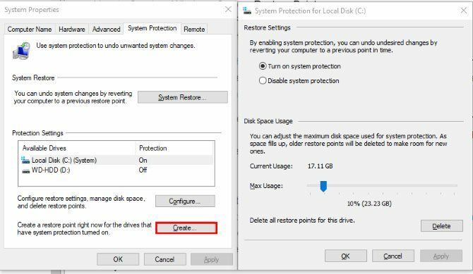 Come creare un punto di ripristino del sistema Punto di ripristino del sistema di Windows