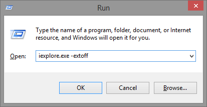 5.2 Esegui - iexplore.exe -extoff