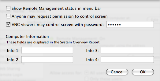 Come impostare e utilizzare Chicken Of The VNC per l'accesso remoto [Mac] Password utenti VNC Mac