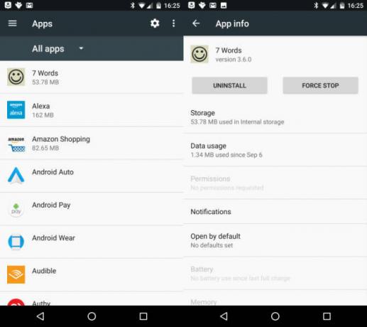 disinstallare l'app android