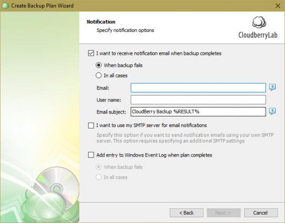 CloudBerry Backup protegge i file su Windows, Mac e Linux 12 Notifica di backup CloudBerry