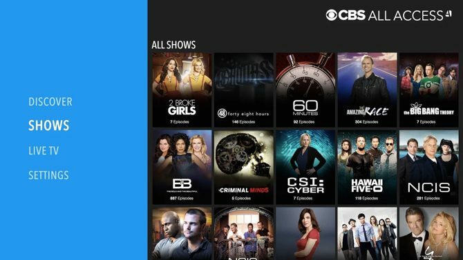 cbs tutti gli spettacoli di app di accesso