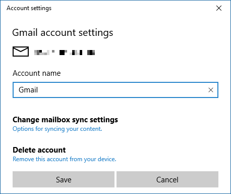 Impostazioni dell'account del calendario di Windows