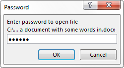 Word 2013 Immettere la password del file