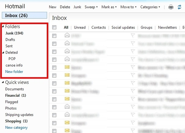 Esegui facilmente una revisione completa della casella di posta in arrivo di Hotmail e gestiscala 17 Visualizza le cartelle