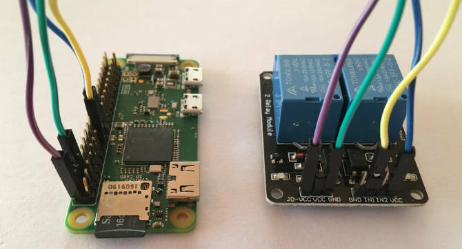 Raspberry Pi Zero W collegato a una scheda relè