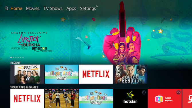 Come utilizzare Amazon Fire TV Stick: pagina di destinazione o schermata iniziale 