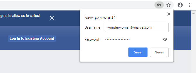 Chrome salva password