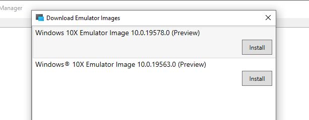 immagine dell'emulatore di download di Windows 10x