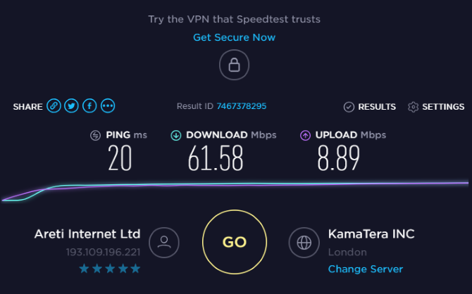 Usa speedtest.net per testare la velocità della tua VPN