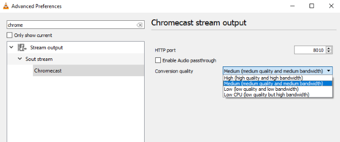 Come trasmettere video da VLC a Chromecast muo entertaiment vlc3 menu di conversione chromecast 1