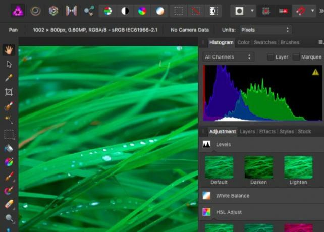 Anteprima di Affinity Photo su macOS