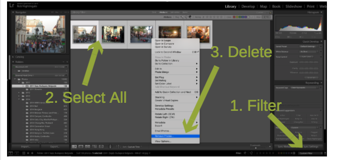 Elimina foto Lightroom