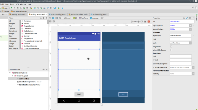 android crea l'app androidstudio screen2 layout